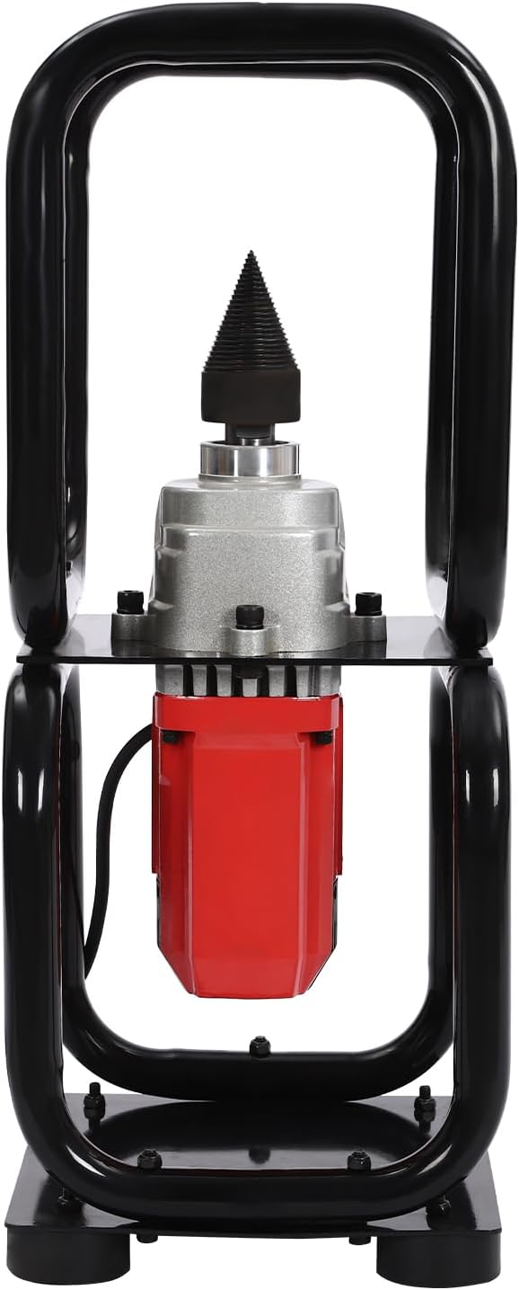 3300W Electric Log Splitter - 450RPM Wood Splitter Machine with Quenched Drill Bit, 9.4In Freestanding Firewood Splitter for Redwood Oak Hardwood Splitting