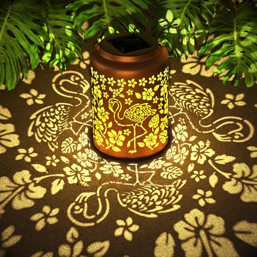 Flamingo Outdoor Solar Lantern for Garden Decor – Birthday Gift for Women, Mom, Grandma...