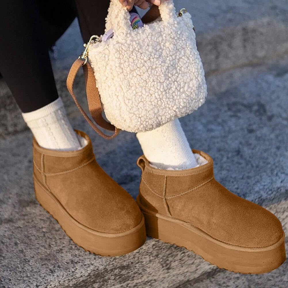 Fleece Lined Chunky Platform Mini Boots