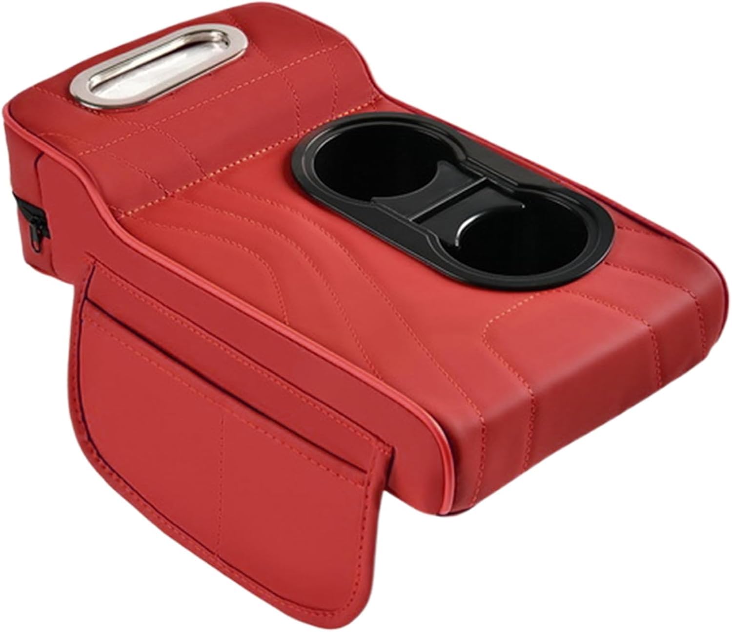 CYBHYAXC Car Armrest Cushion Storage Box For Audi S4 4A, C4 1991 1992 1993 1994, Car Center Console Armrest Pillow With Cup Holder Storage Pocke Tissue Box,Red