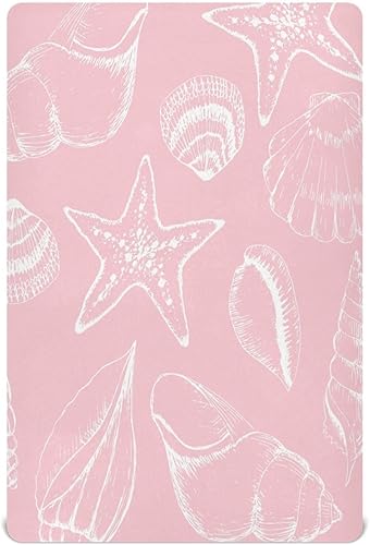 Fitted Crib Sheet for Boys & Girls Pink Seashells Soft Breathable Unisex Baby Sheets for Standard Crib and Toddler Mattresses 39 x 27 in