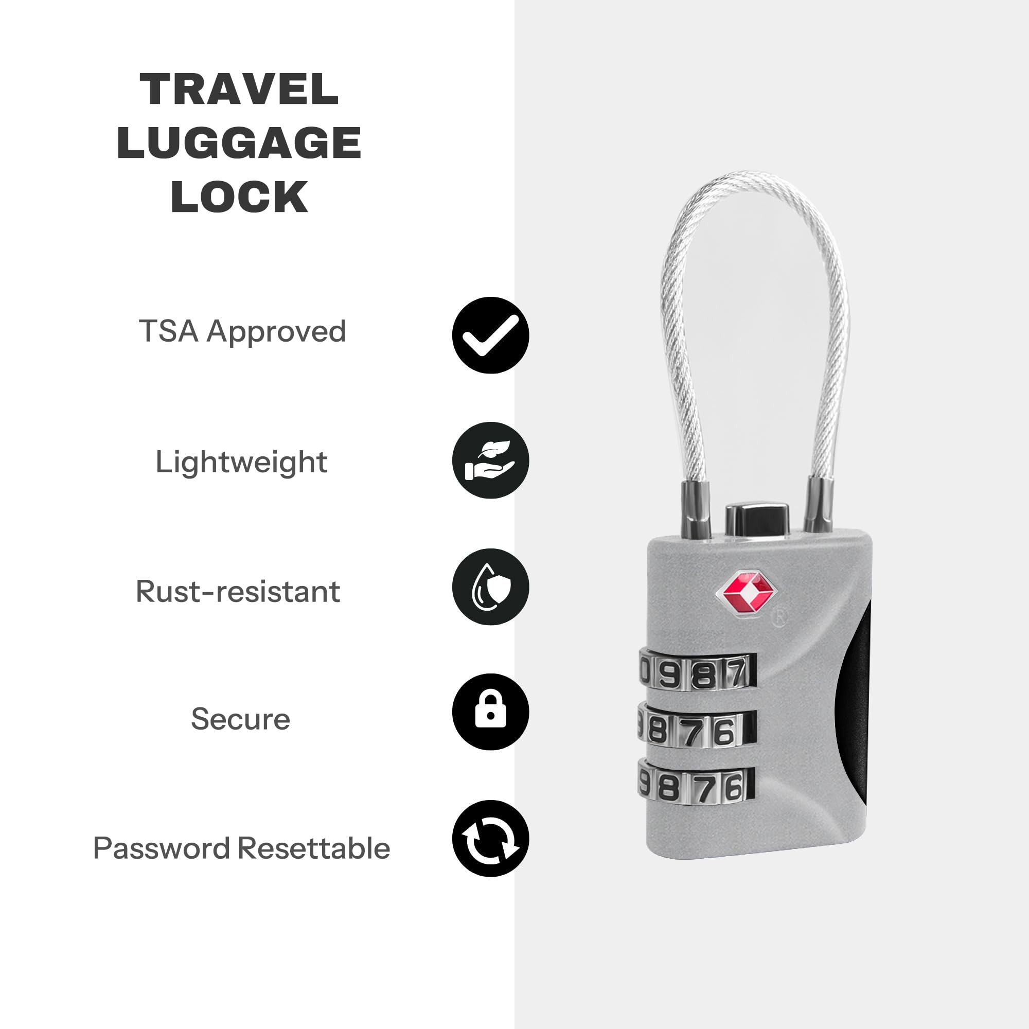 UP Security Cadenas TSA Pour Valise, Petit Cadenas à