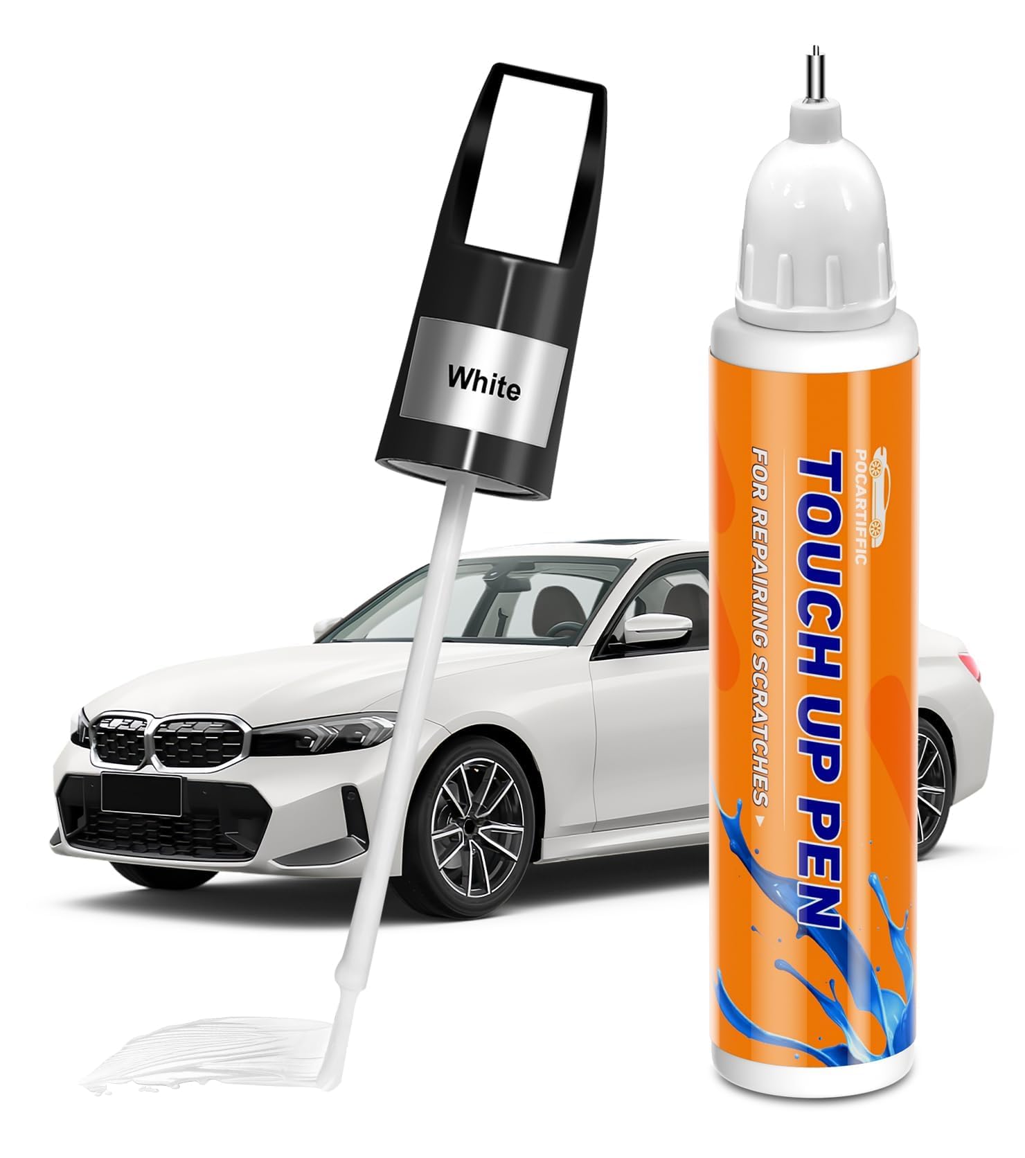 Pintura de retoque blanca para coche, reparación de arañazos en la pintura del coche, lápiz de retoque para reparación de pintura de coche, color preciso, removedor de arañazos