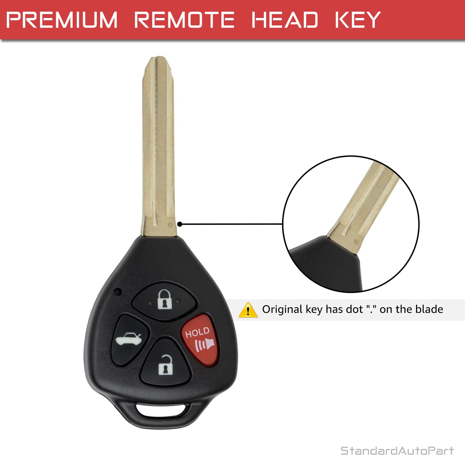 StandardAutoPart Telecomando per chiave a distanza compatibile con Toyota Camry 2007 2008 2009 2010 2011 Corolla 2009 2010 HYQ12BBY 4D67