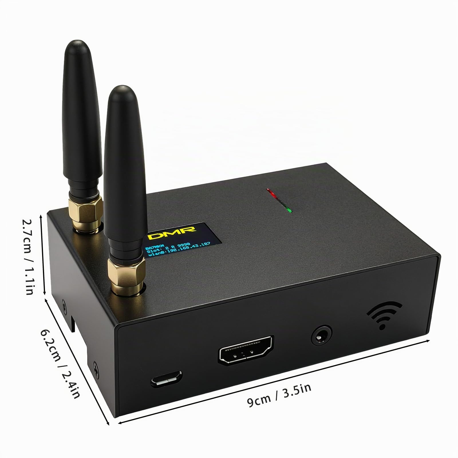 Duplex MMDVM Hotspot Module Dual Hat V1.5.2 with OLED Display WiFi & Ethernet WLAN Port Aluminum Shell Supports DMR D-Star YSF P25 NXDN Dual Time Slots with Raspberry Pi 3B