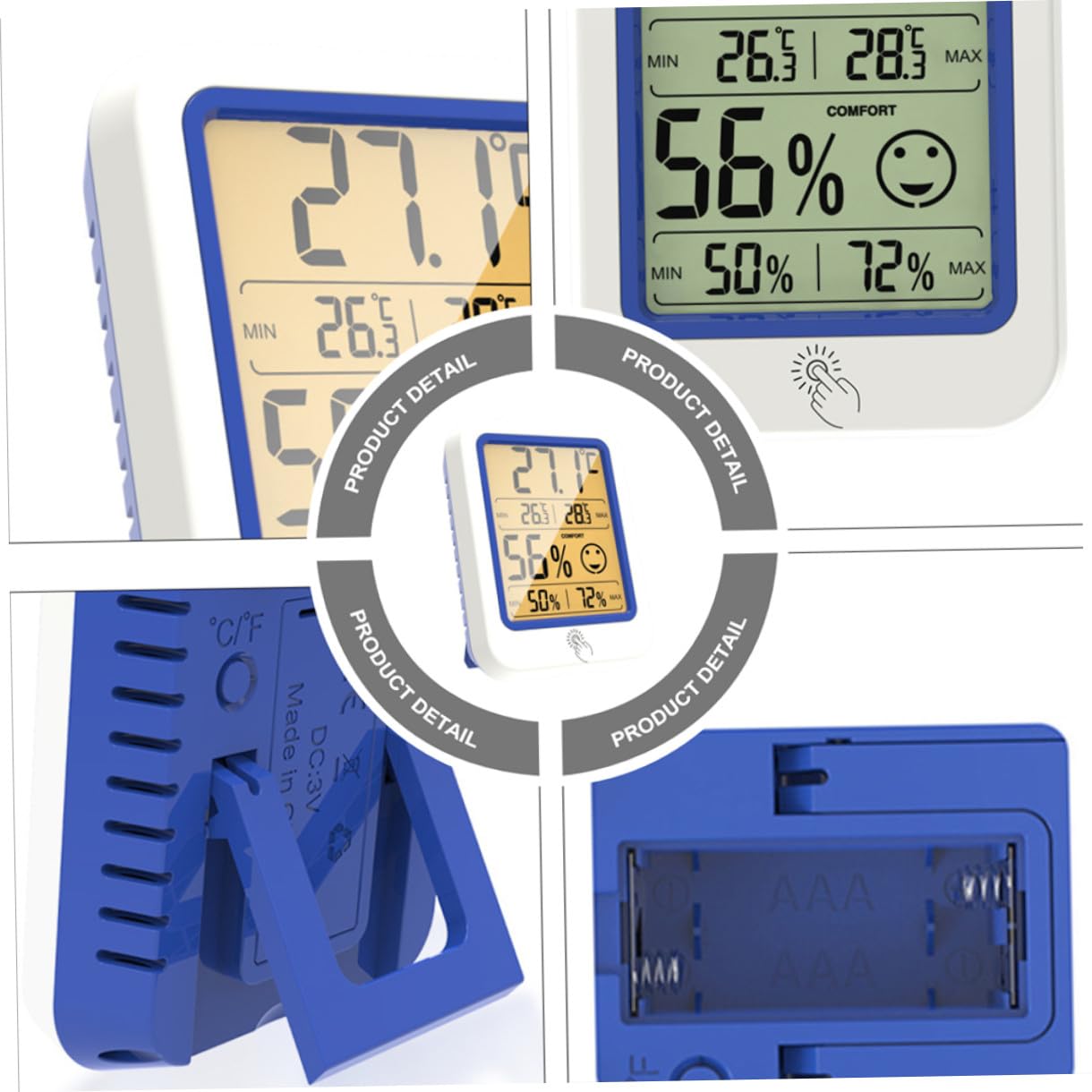 Sosoport 3pezzi Termometro Igrometro Digitale Mini Lcd Per Interni Con Sensore Di Temperatura e Umidità Misuratore Basso Consumo Energetico Per Casa e Ufficio