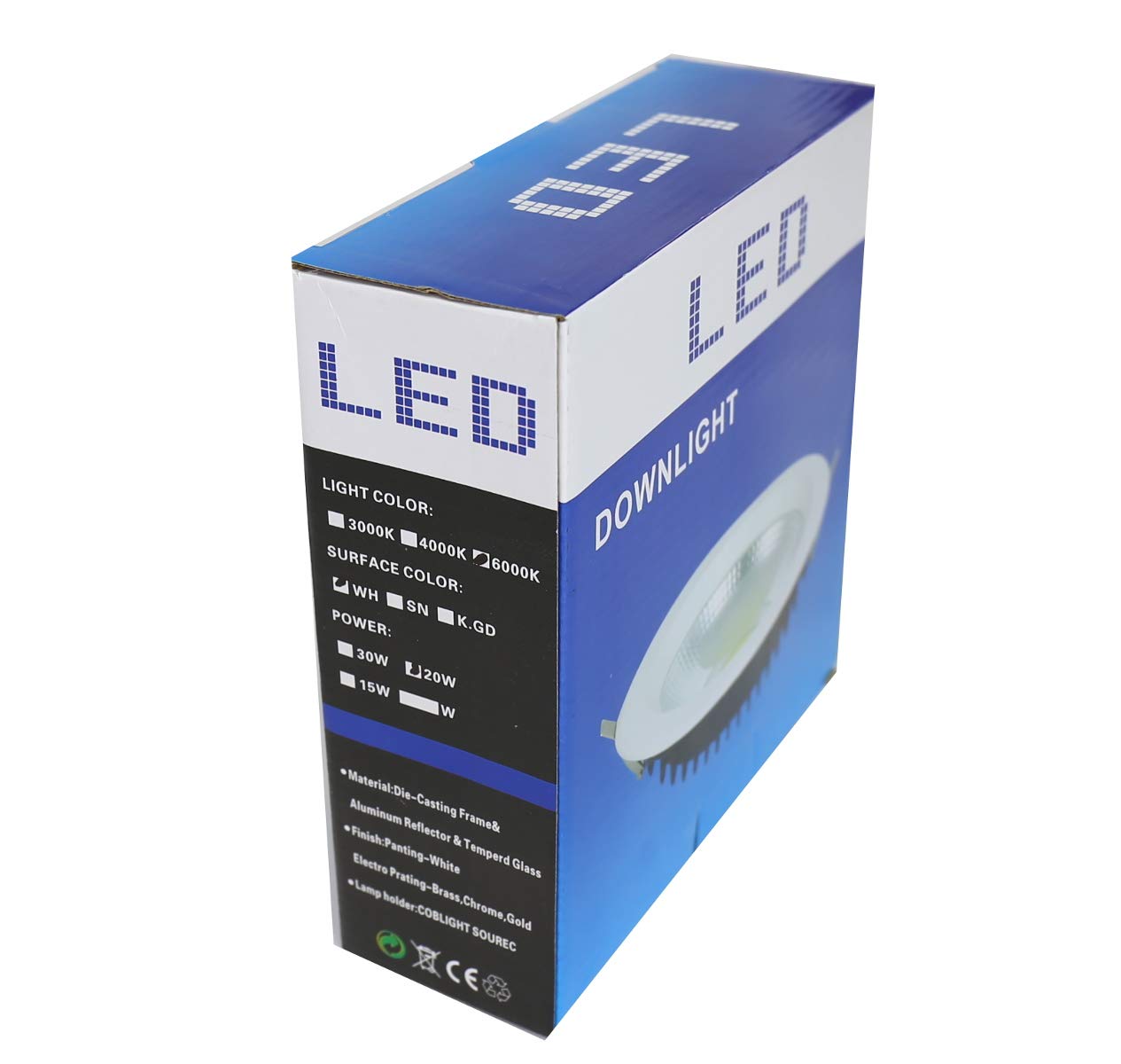 Jandei – Downlight LED COB 20W Encastrable, Foco Marco Redondo Blanco 185x45 mm (Orificio para Empotrar 160mm), 1800 Lumen, IP44 Ideal Baño y Cocina (Luz Fría 6000K, 10 Unidades)