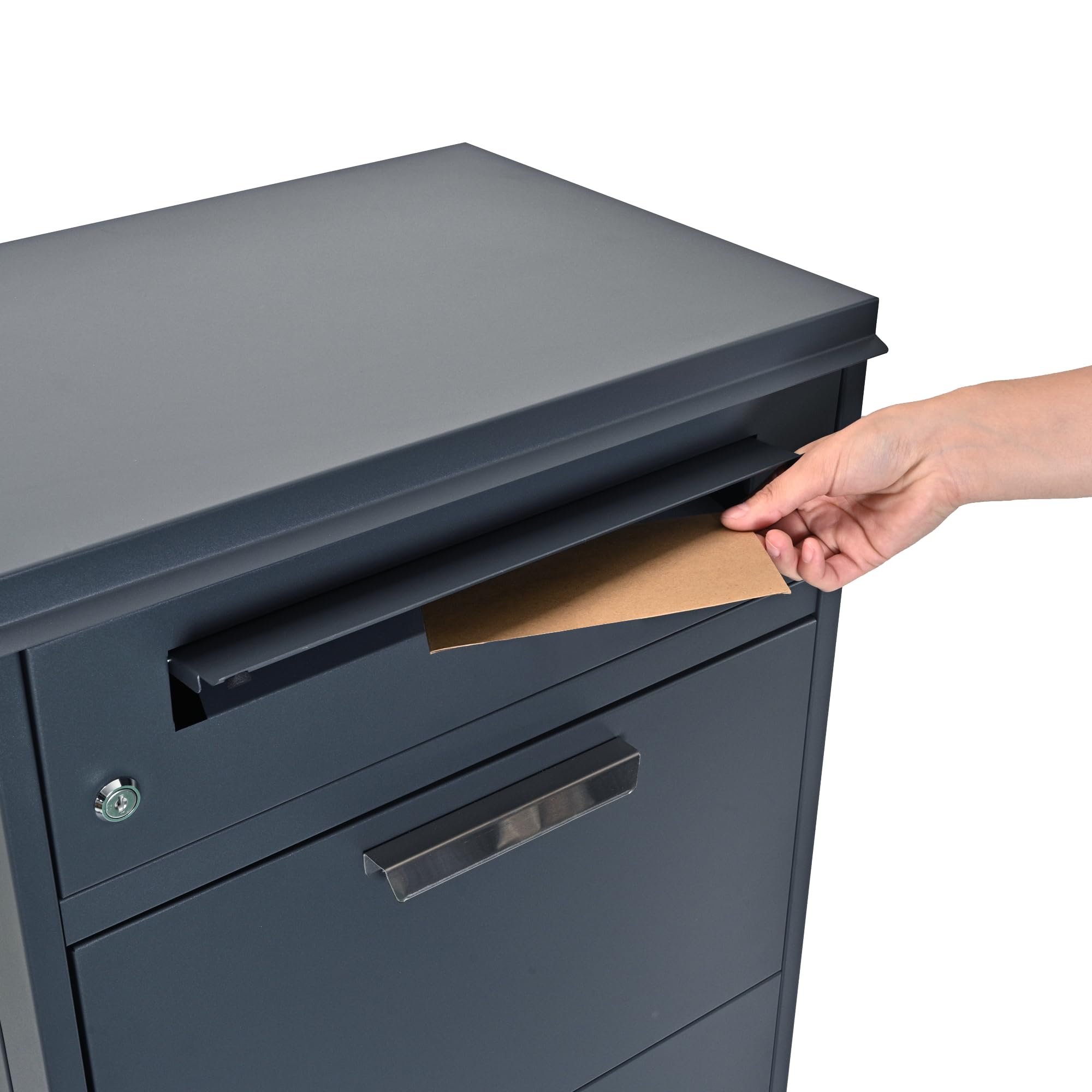 ESTEXO Briefkasten Paketkasten Premium Paketbox Standbriefkasten Standpaketkasten Paketbriefkasten Postbox Anthrazit Briefbox