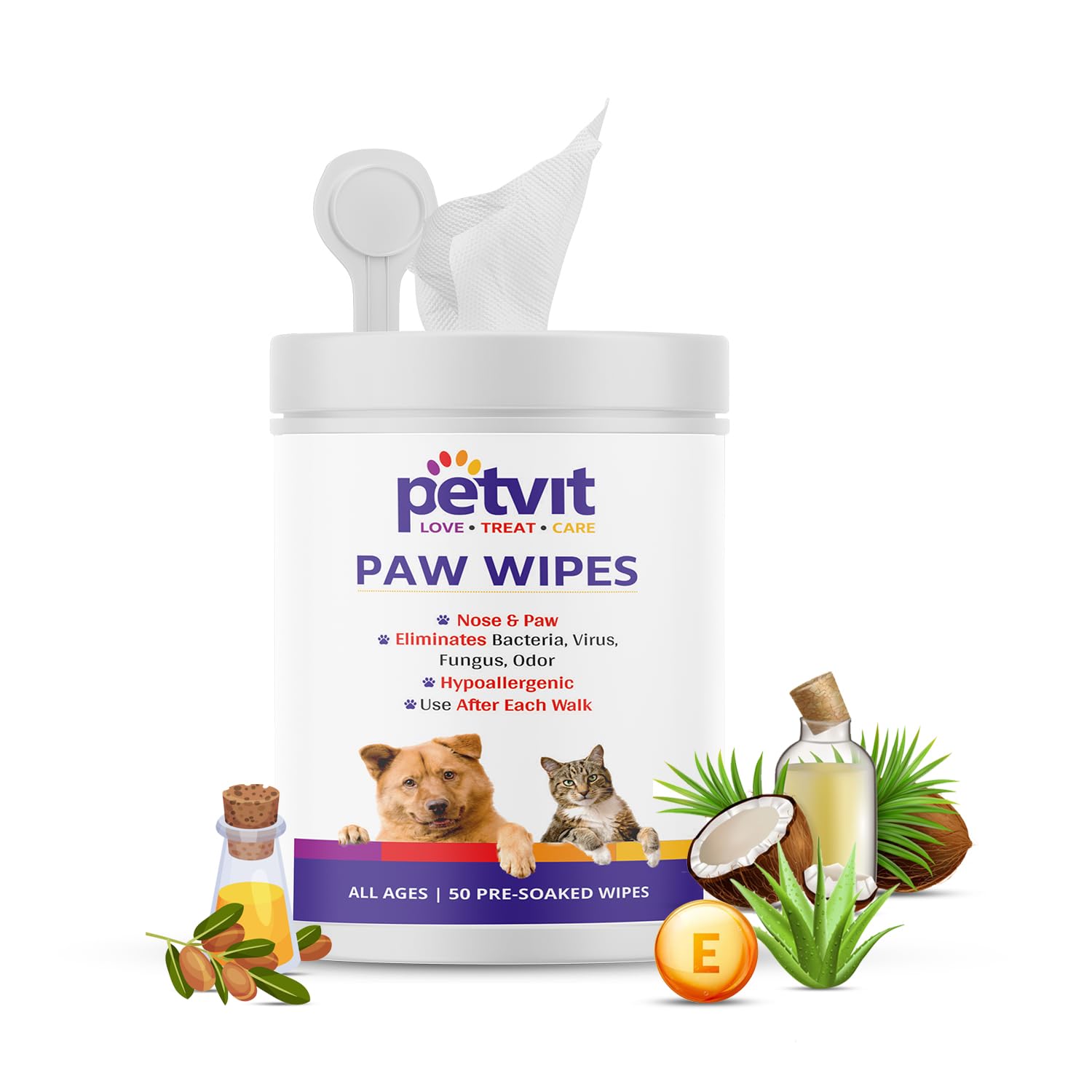Petvit Pet Wipes for Dogs | Dog Wipes for Cleaning Nose and Paws | Natural Wet Wipes for Dog Grooming | Fresh Scent | Easy to Use | All Dog Breeds | Vitamin Enriched | Pack of 1 | 50 Wipes (B08YJKNYLX) Amazon Price History, Amazon Price Tracker