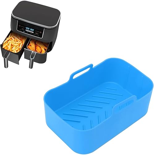 Miniatura 4 de Freidora doble, olla freidora de 7.7 x 5.0 x 2.8 in para Ninja DZ201 Foodi 8QT freidora doble con cepillo y clip accesorios de cocina (azul)