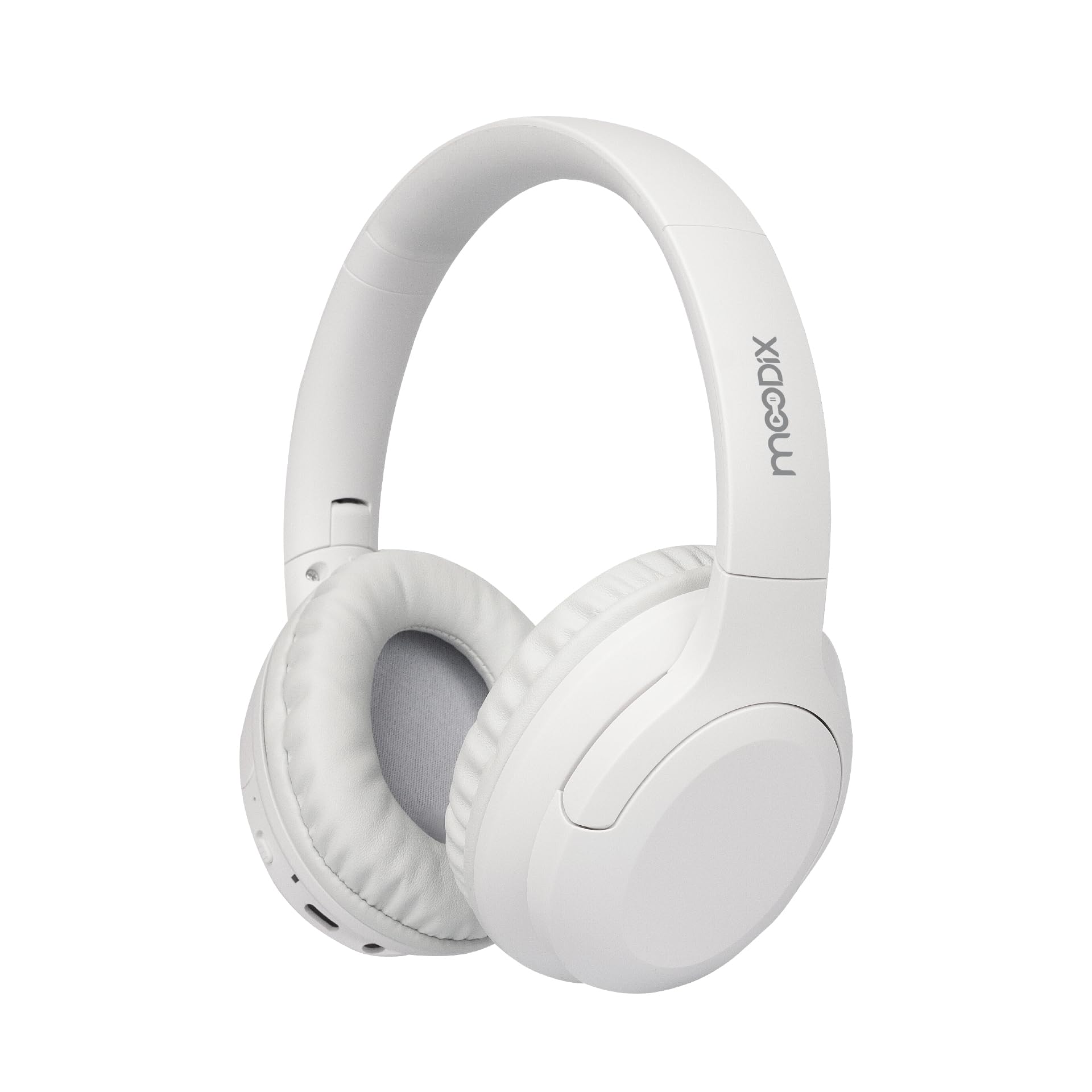 ANC Bluetooth On-Ear Headphones, Active Noise Cancelling Wireless Headphones Android and iOS Compatible, Over-Ear Loud Headphones with Deep Bass (White)