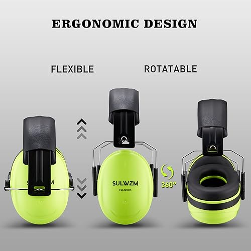 Miniatura 3 de Orejeras de protección auditiva, NRR 28db con cancelación de ruido para disparar, cortar, construcción, verde