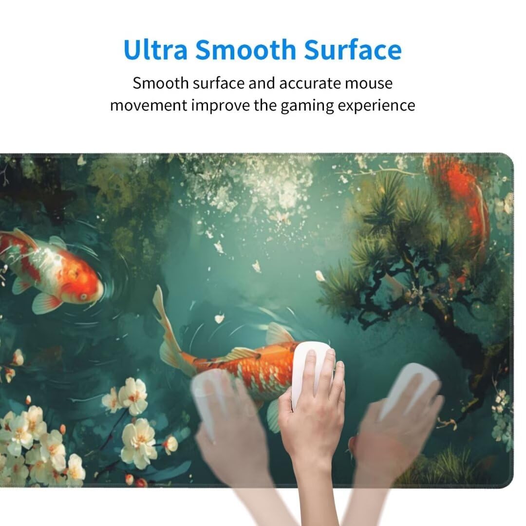 Koi Alfombrilla Ratón XXL Alfombrilla Raton 1200 x 600 mm, Gaming Alfombrilla Ratón Mar Alfombrilla Escritorio Grande, Impermeable Mousepad Base Antideslizante Mouse Pad XXL para Gamers, Oficina M72