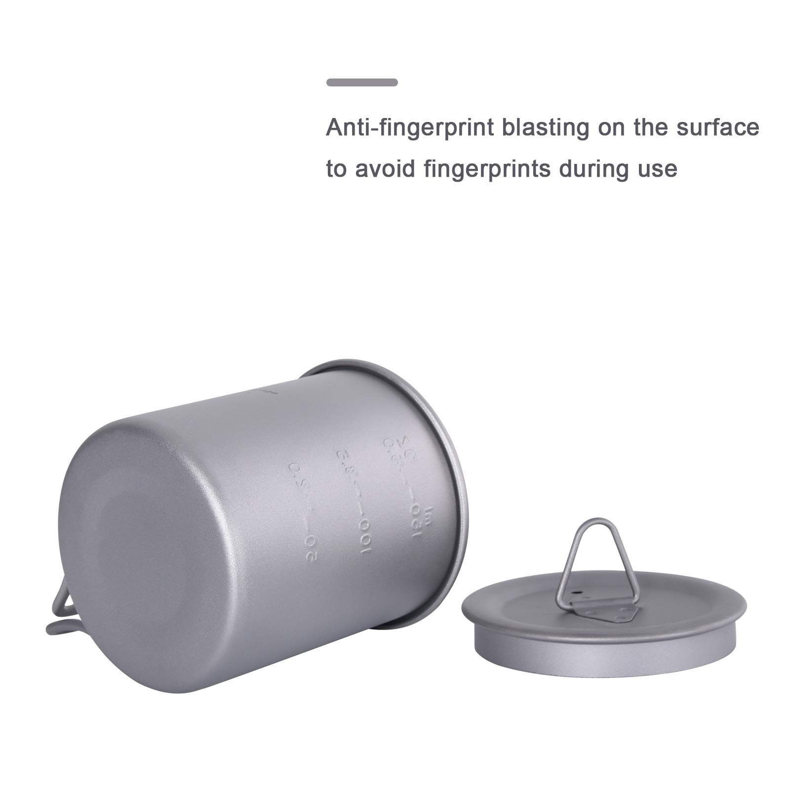 iBasingo Titanium Tea Cup Camping Coffee Mug with Lid Foldable