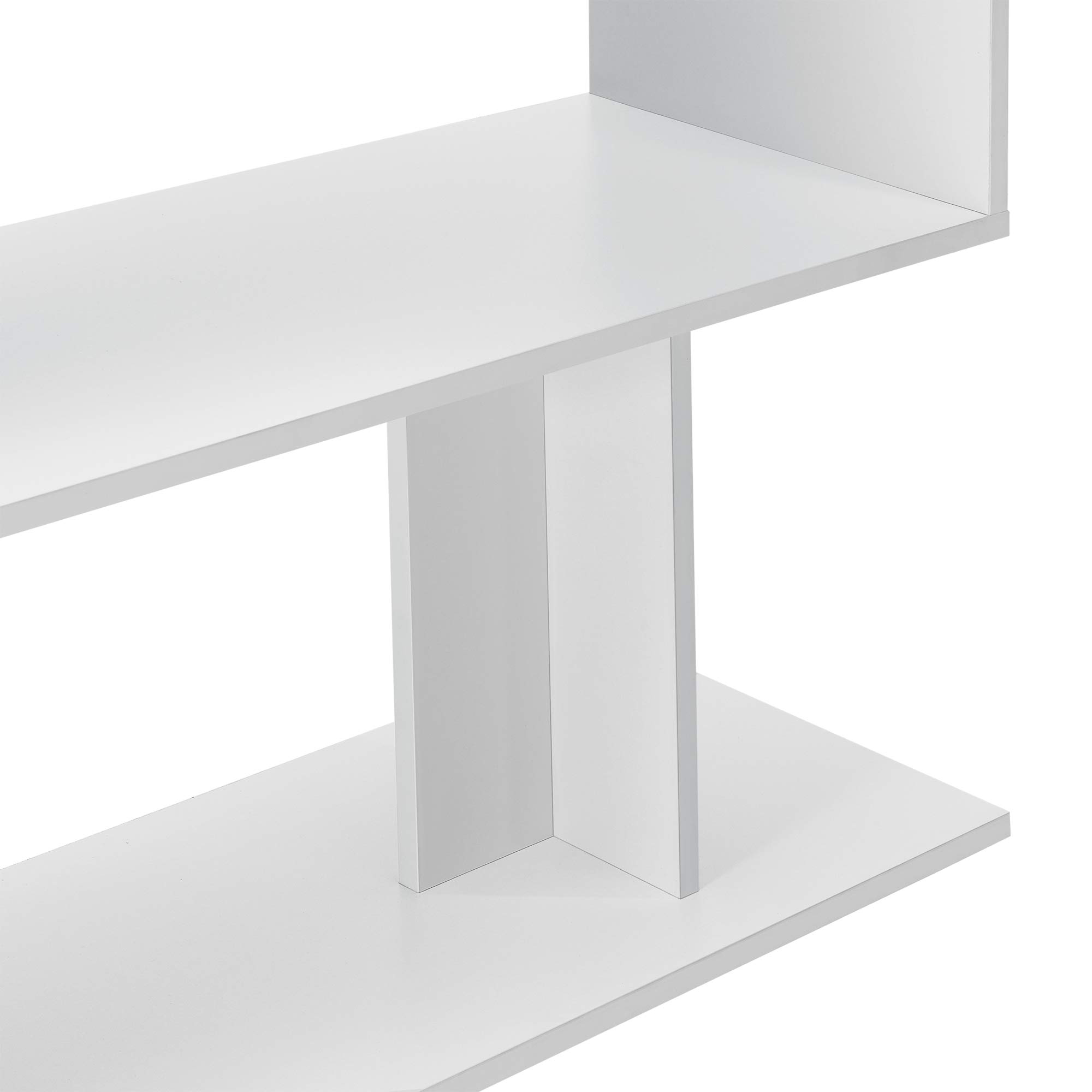 [en.casa] Scrivania Angolare con Scaffale Ruotabile a 180° Tavolo per PC Postazione di Lavoro Scrivania a L con 2 Ripiani (AxLxP) 77x120x50 cm per Ufficio Studio - Bianco