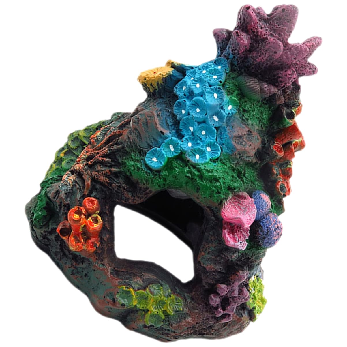 POPETPOP 4 Piezas Escondite De Coral Plantas De Acuario Decoraciones De Peceras Decoración De Mesa Rocas Artificiales Pegatinas Vista De La Montaña del Acuario Océano Sirena Adornos Resina