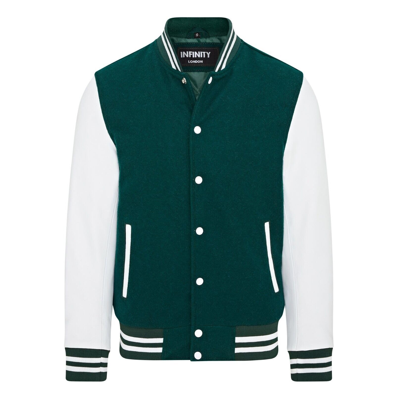 Letterman Baseball Green Wool White Leather Varsity Bomber Jacket