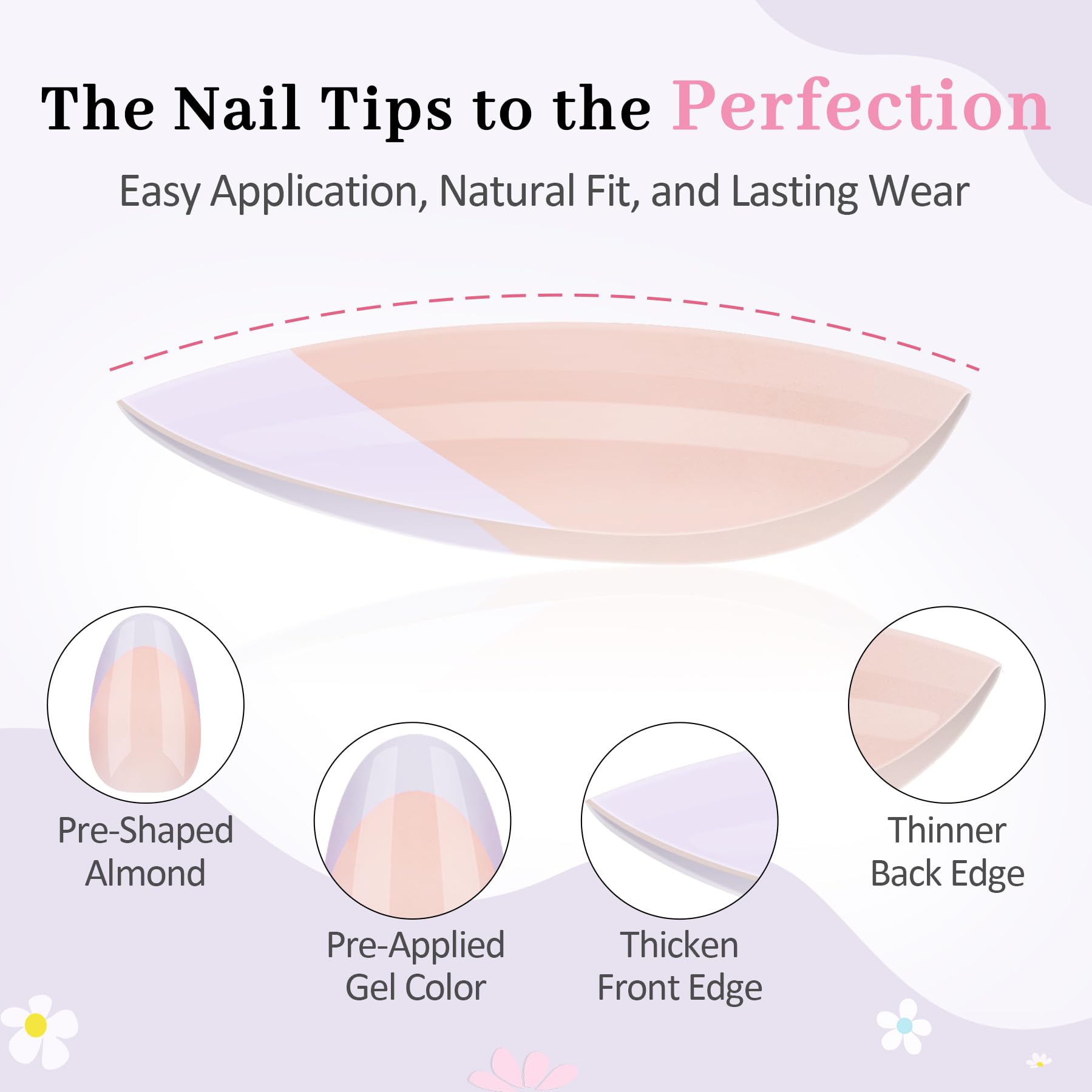 QIEK Kids Extra-Short Almond Press-On Nails