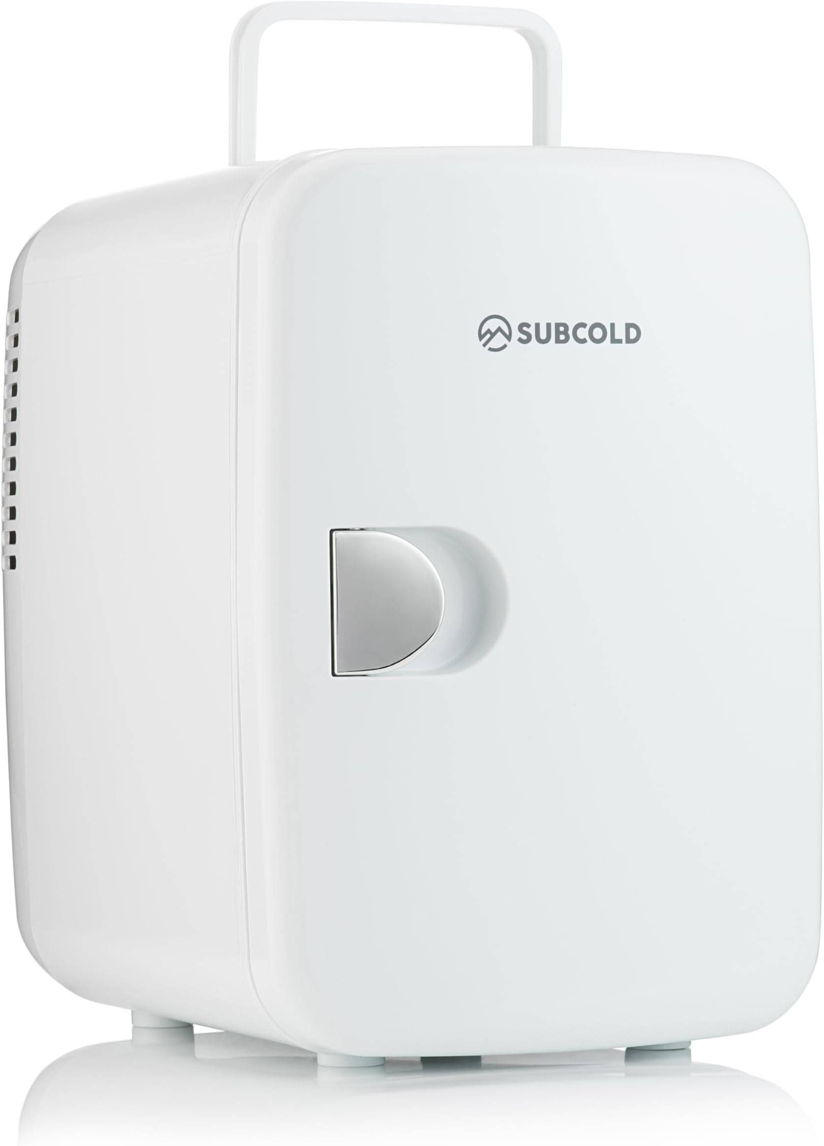 Subcold Style4 Compact Mini Fridge | Super Quiet & Portable for Bedrooms | Drinks, Skincare & Beauty | 4L Capacity - Small Fridge with Can Holder (White) [Energy Class C]