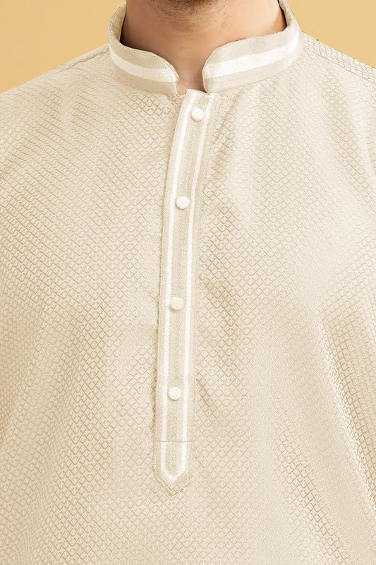 Image of BE ACTIVE Cotton Jacquard Blend Kurta for Men | Traditional and Elegant Design | Full Sleeve Kurta