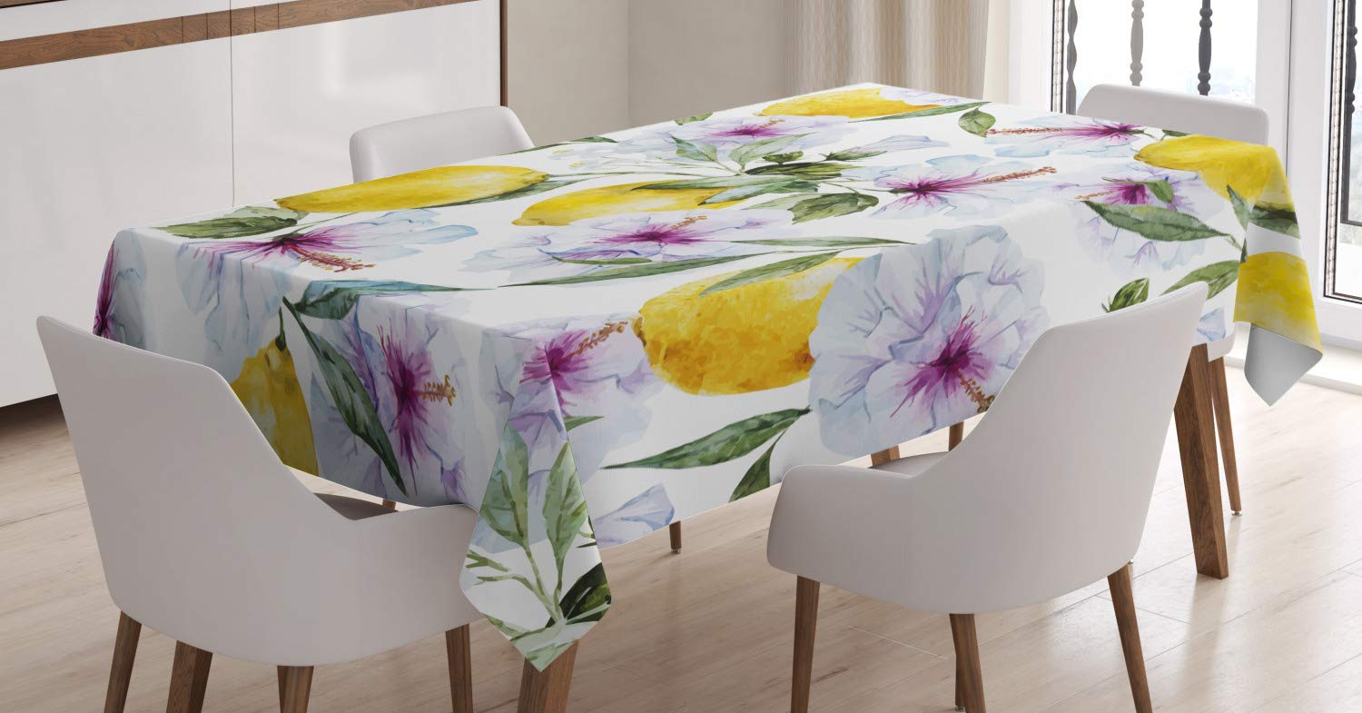 ABAKUHAUS Primavera Tovaglia, Uccelli Righe e Fiori, Rettangolare per