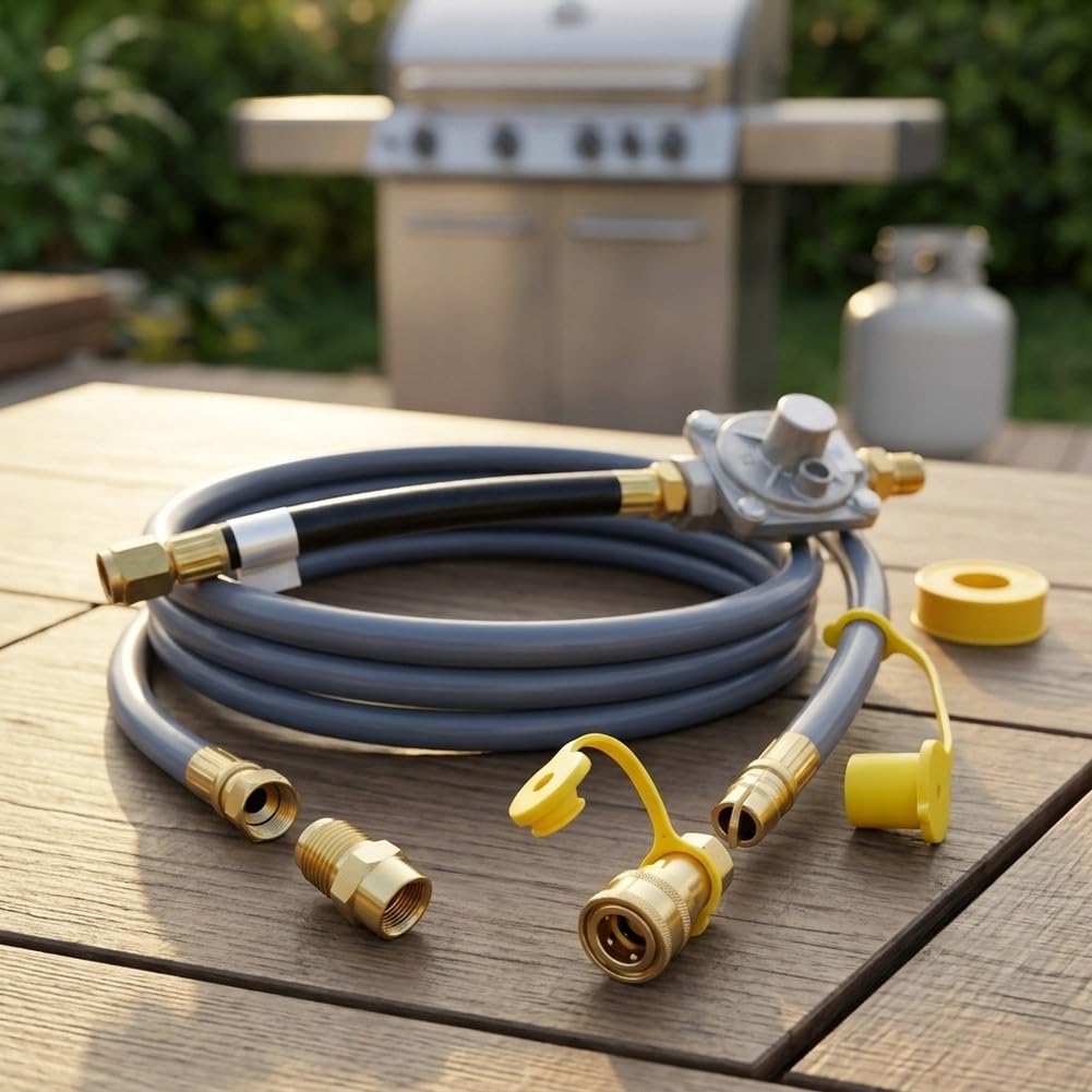 Fauhapyway Quick Connect Gasschlauch-Set, 3 m, mit Regler für Grill