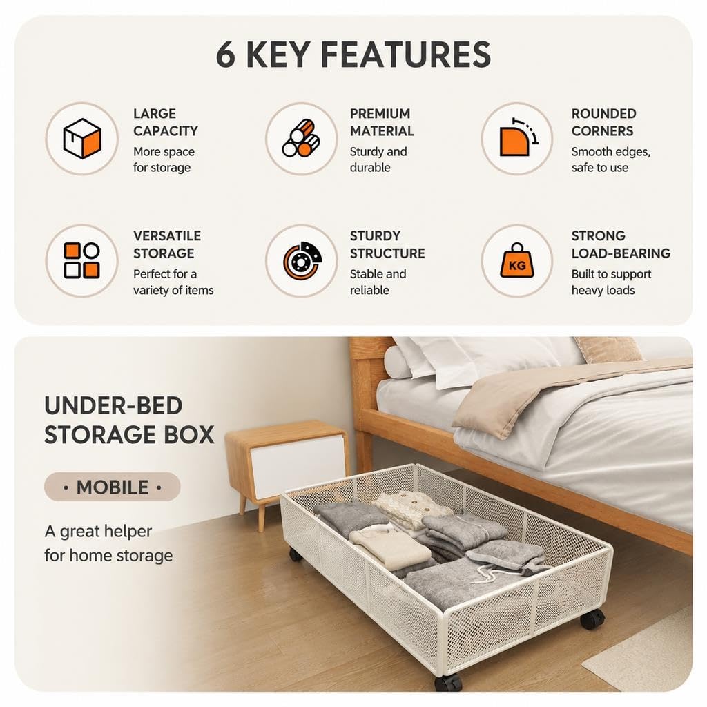 Aufbewahrungsbox unter dem Bett mit Rollen