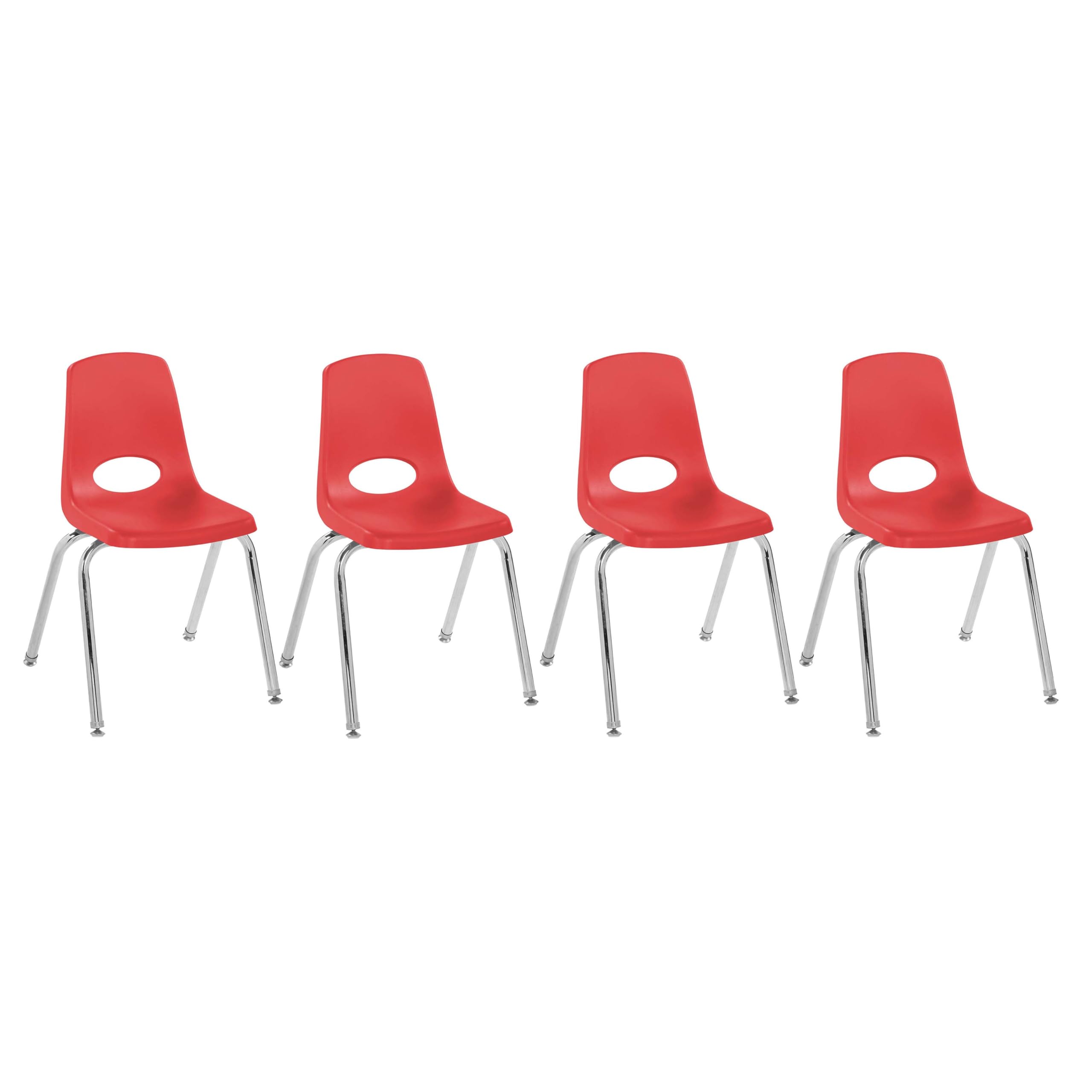 FDP 16" School Stack Chair with Swivel Glides, Red, 4-Pack, 10383-RD