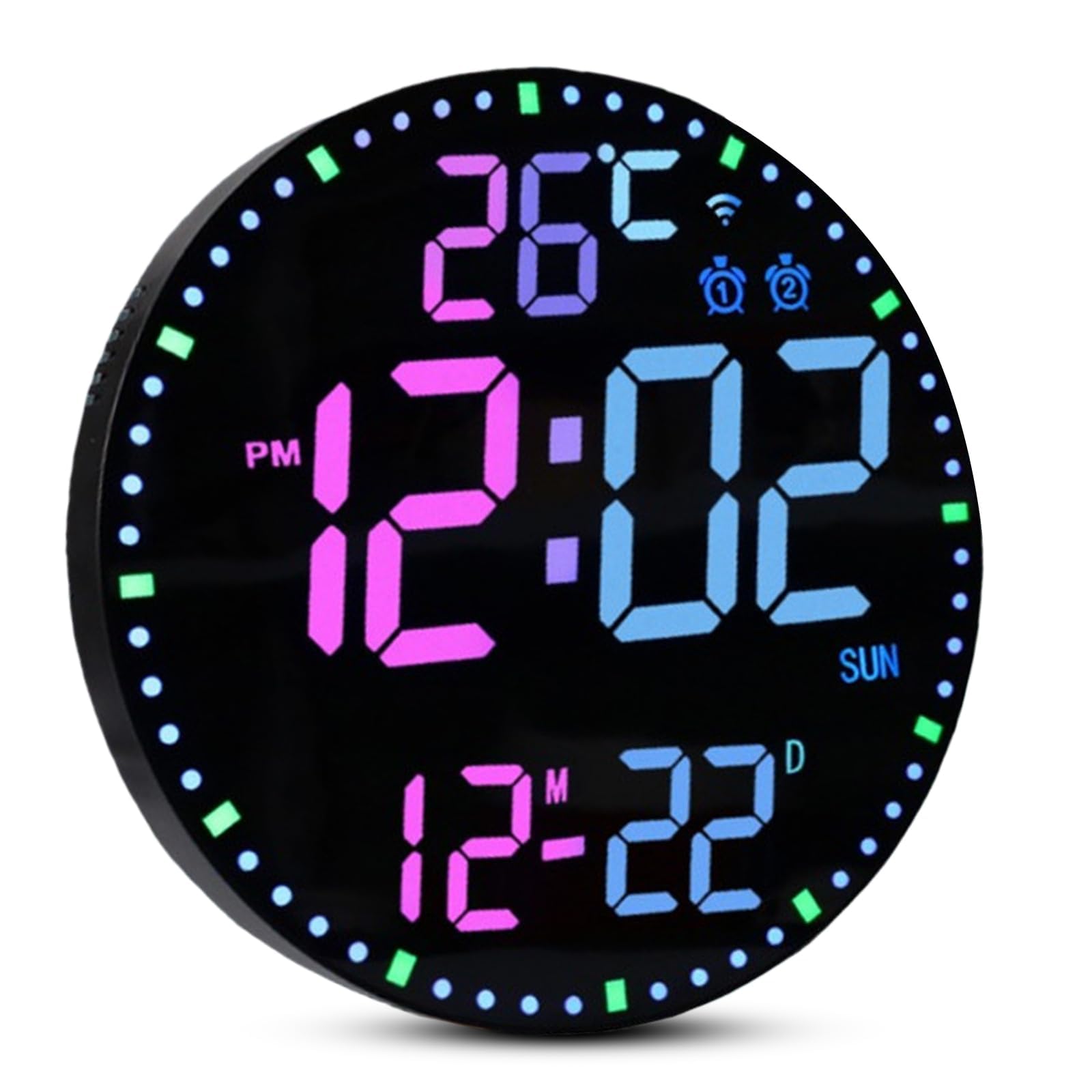 Horloge digitale murale RGB 11 couleurs avec veilleuse et alarme moderne