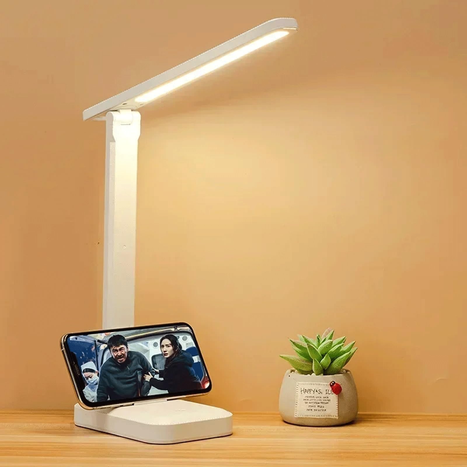 Luz de lectura LED regulable, interruptor táctil plegable, con puerto de carga USB, luz de oficina amigable con los ojos, lectura de dormitorio y luz nocturna de estudio