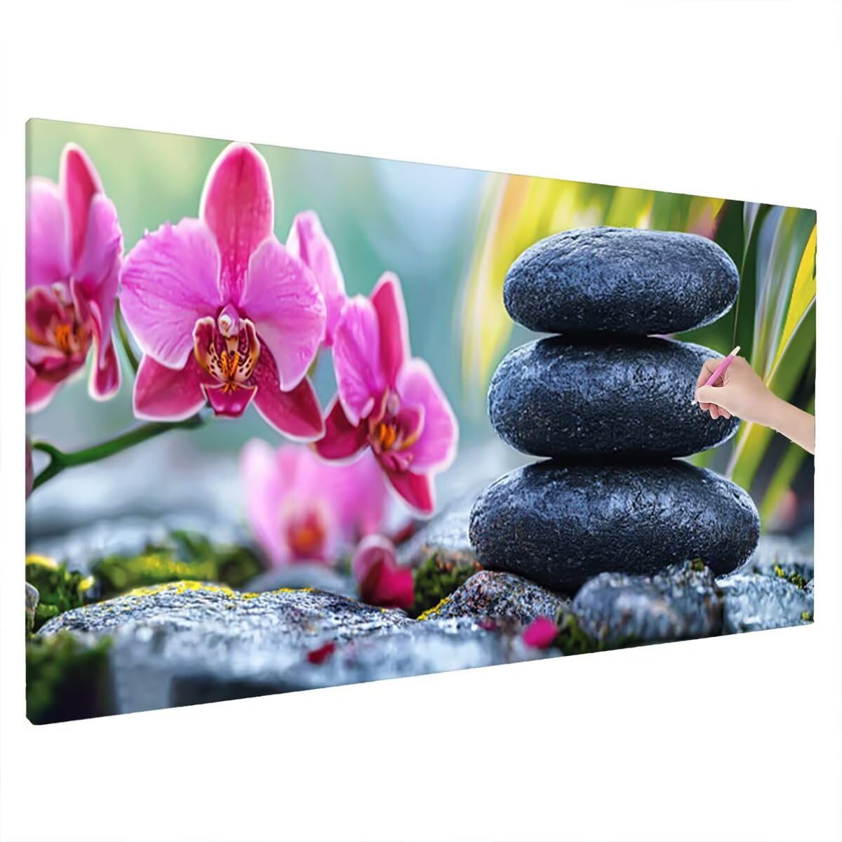 Obraz diamentowy duży rozmiar 180 x 70 cm, pełny zestaw do malowania diamentowego Zen, DIY dla dorosłych, diamentowe malowanie zestawy do dekoracji wnętrz (kwiaty) wzór S-83
