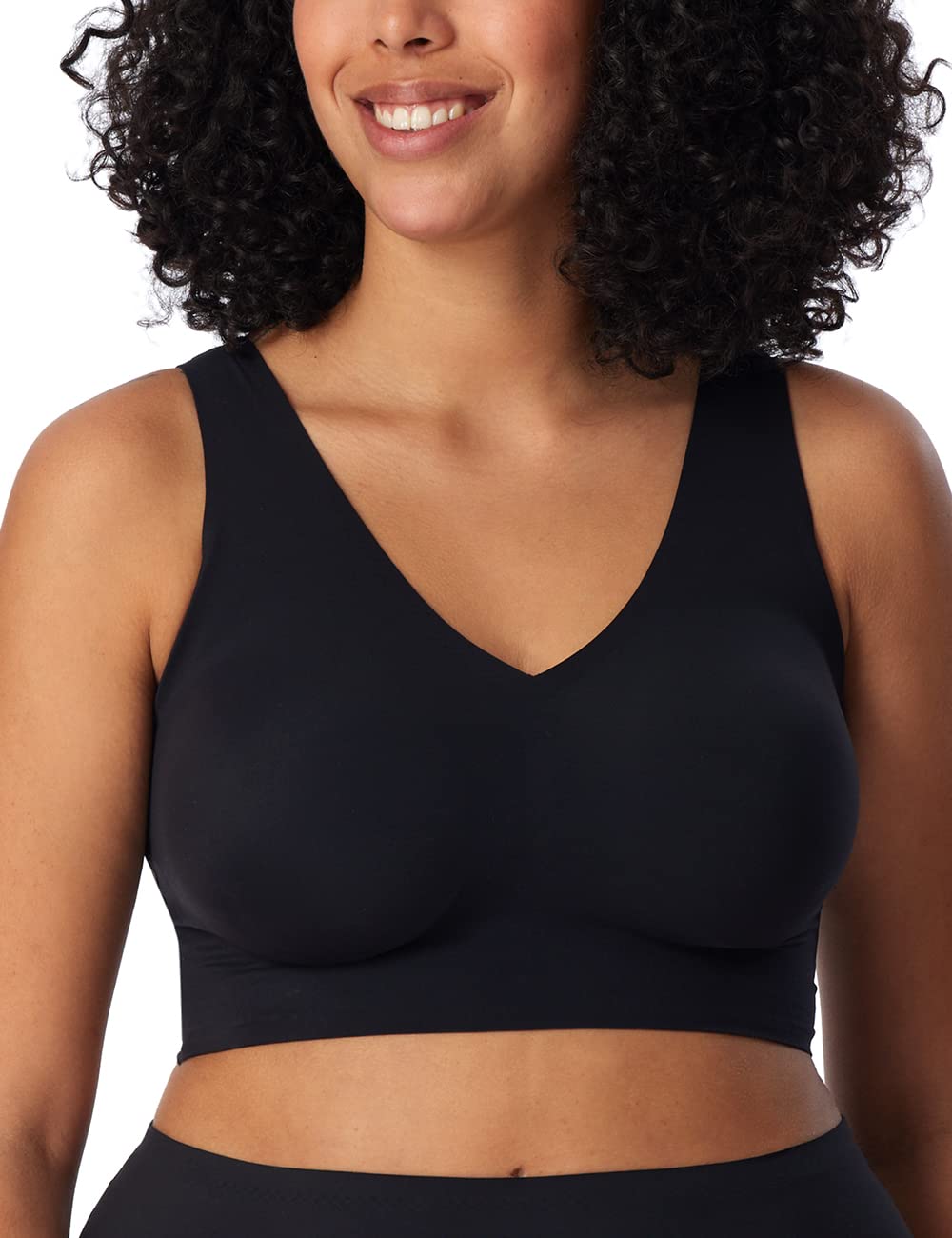 Schiesser Damen Bustier Invisible Soft – nahtlos, mit herausnehmbaren Pads, Schwarz, Größe 44