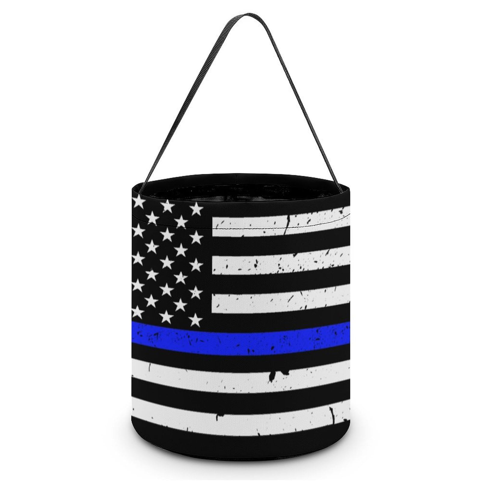 Police Blue Line USA Flag Cute Easter Basket Bags Eggs Bucket Candy Tote Decorations Gifts Party Storage Bag, style