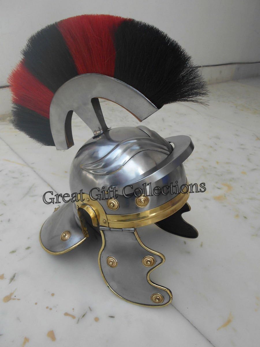 ROMAN LEGIONAIRE Soldier Centurion Steel HELMET ARMOR with sca RED BLACK PLUME