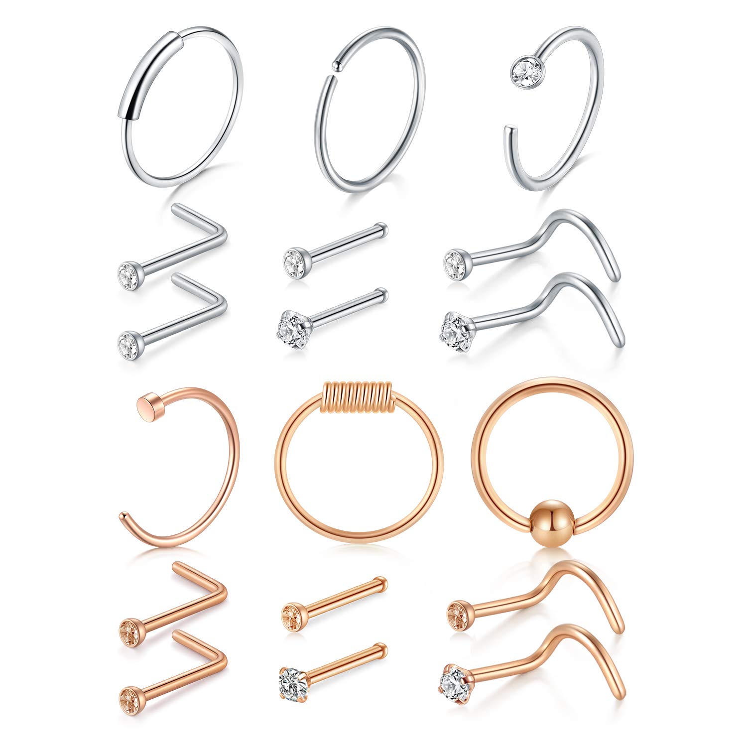 Buy 22g 20g Nose Rings Hoop LShaped Nose Rings Studs Screw Stainless