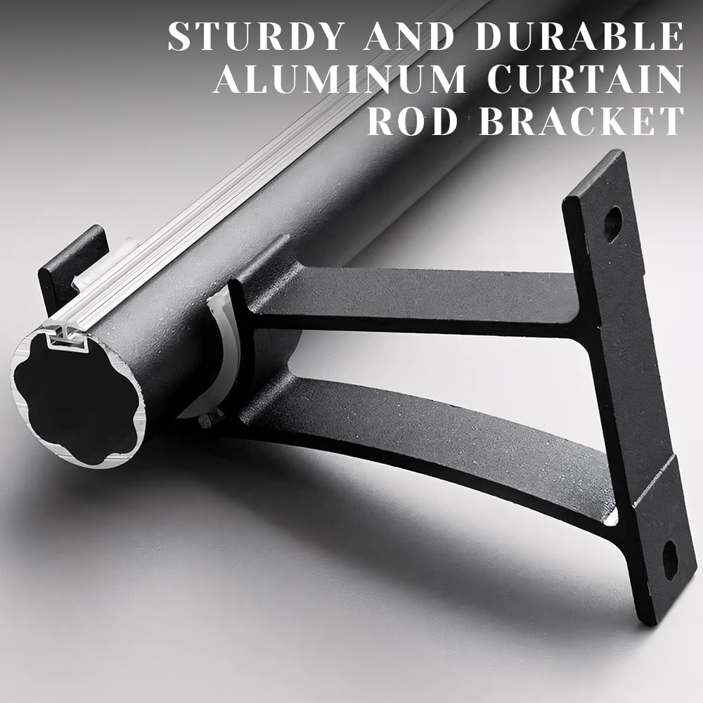 Davfiecn 2 Pack Heavy Duty Curtain Brackets for 1 Inch Drape Rods - Wall Mounted - Black - Image 2