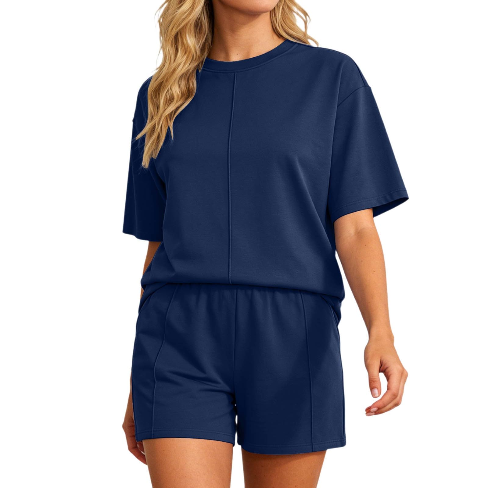 Ensemble short d'été confortable deux pièces avec haut manches courtes léger - 6