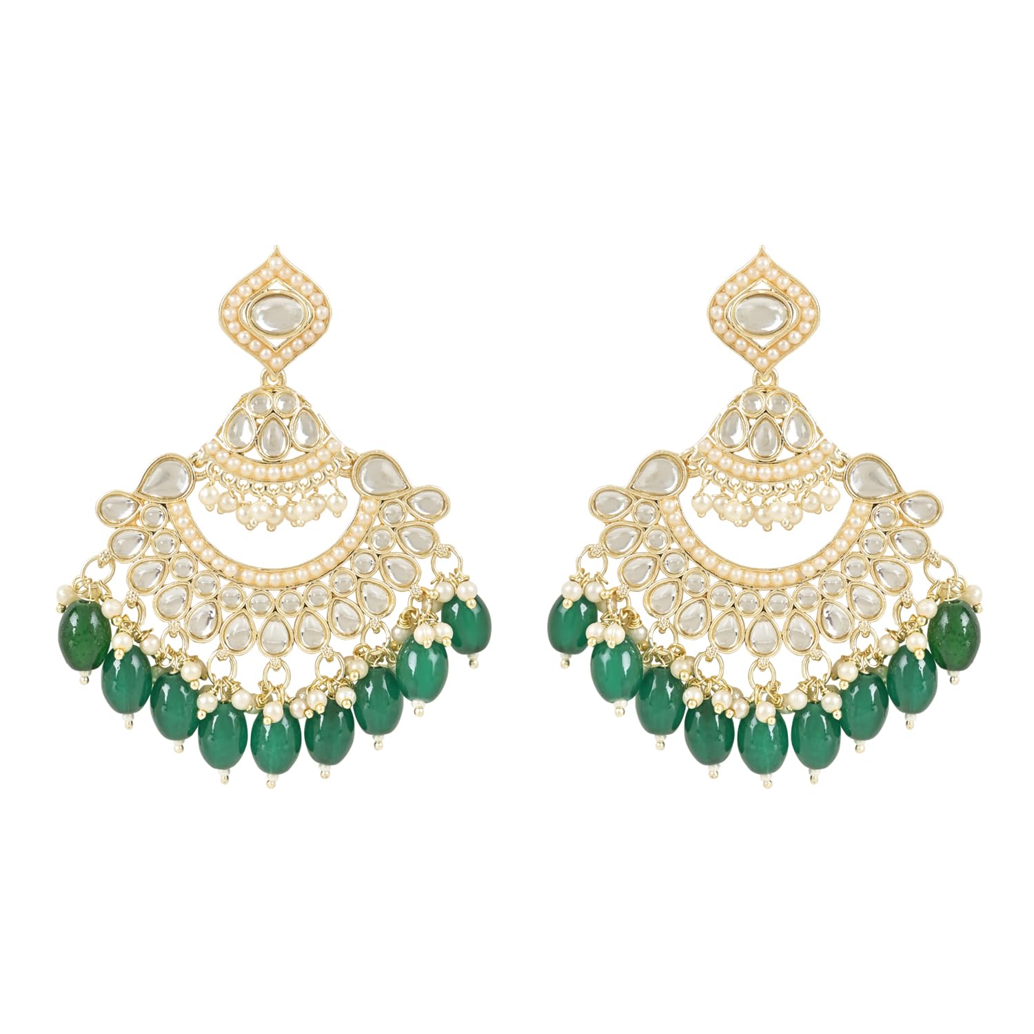 I Jewels 18K Gold Plated Traditional Handcrafted Pearl Kundan Beaded Earrings for Women/Girls (E3025) (Green) (B0CLB39SSM) Amazon Price History, Amazon Price Tracker