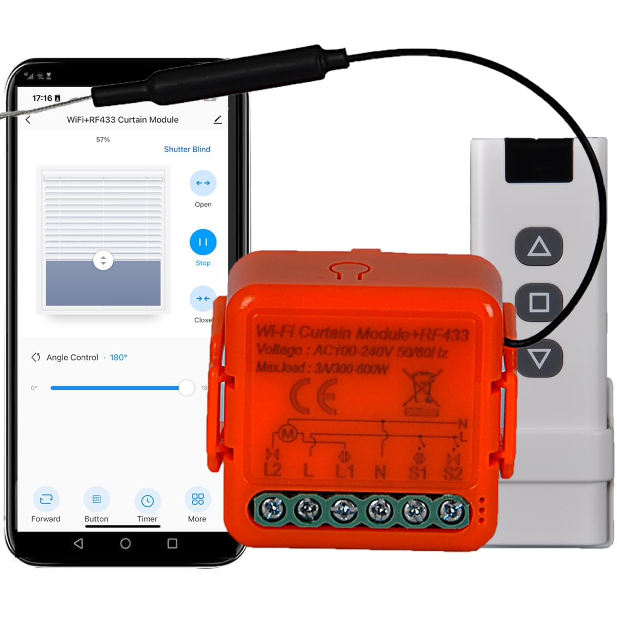Interruttore WiFi Per Tapparelle LoraTap 2pz - Controllo Vocale Con Alexa E Google Home, App Smart Life, 300W - Foto 3