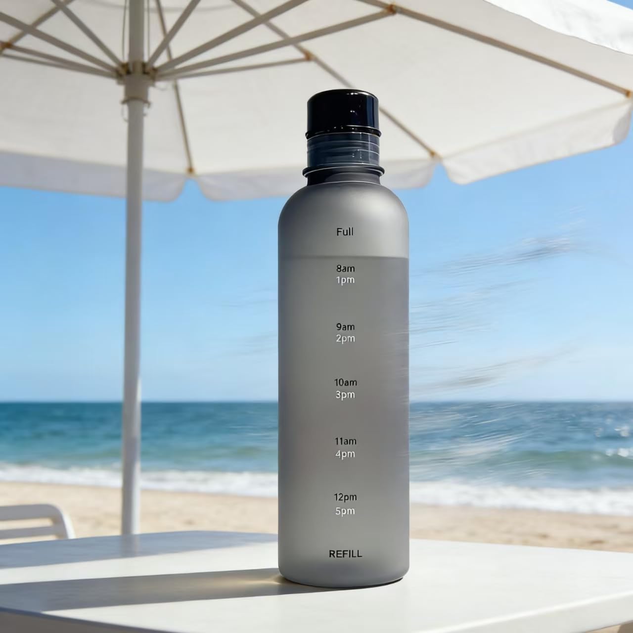 17oz Water Bottle with Time Marker, Plastic Clear Water Bottle, Leakproof and Shatterproof, Lightweight Sports Water Bottle for Gym, Travel, School and Office (Matte Black) image 5