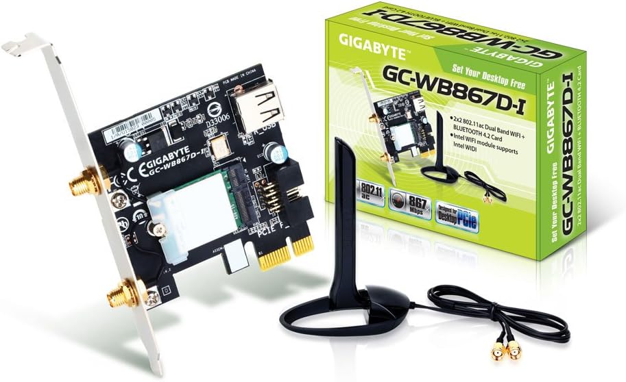 Gigabyte GC-WB867D-I REV 4.2/Wireless AC/B/G/N Band Dual Frequency 2.4Ghz/5.8Ghz Expansion Card,blue