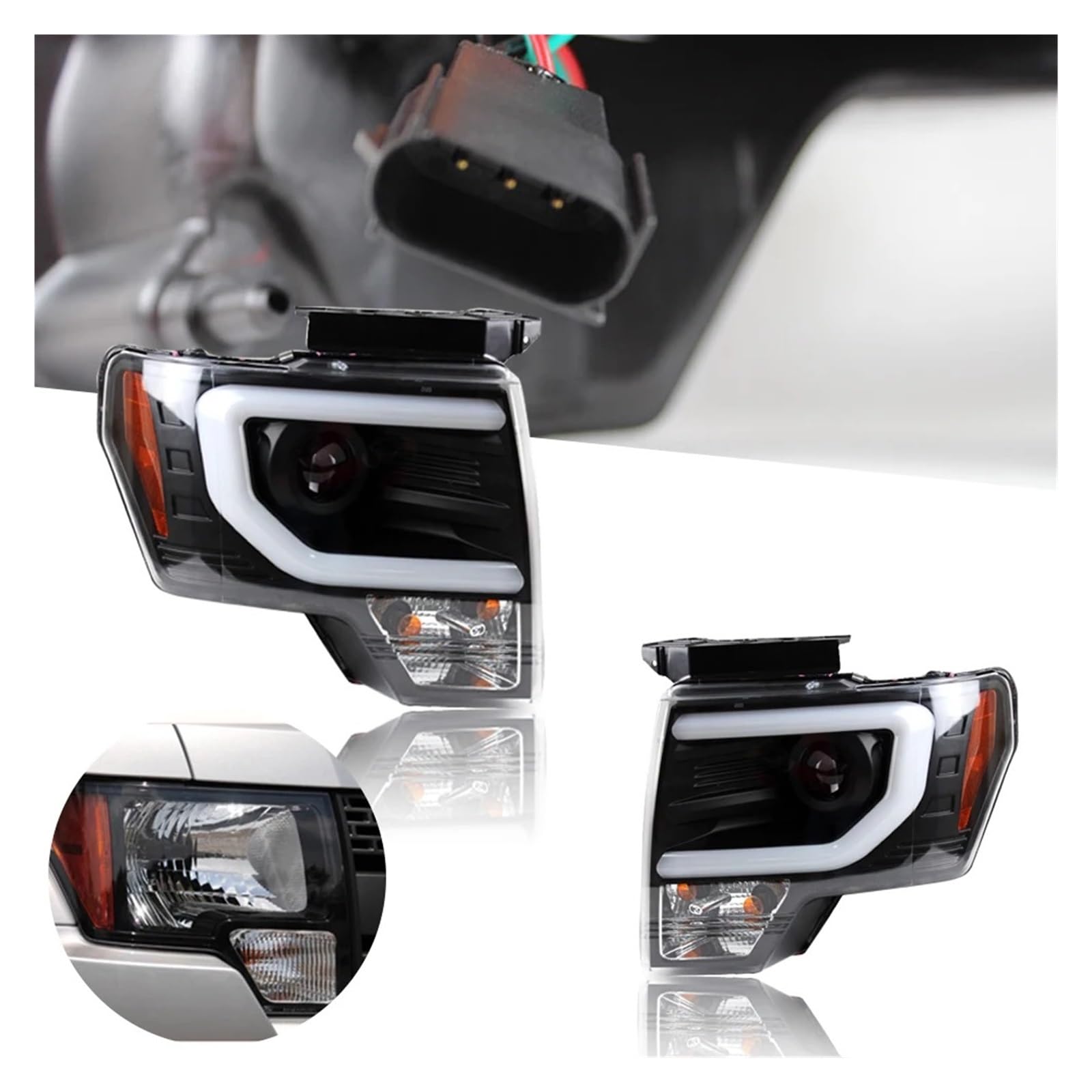 Faro Proiettore Anteriore 1 Coppia Per Raptor Per F150 2009-2014 Fari Anteriori LED Per Auto Proiettore Segnale DRL Lente