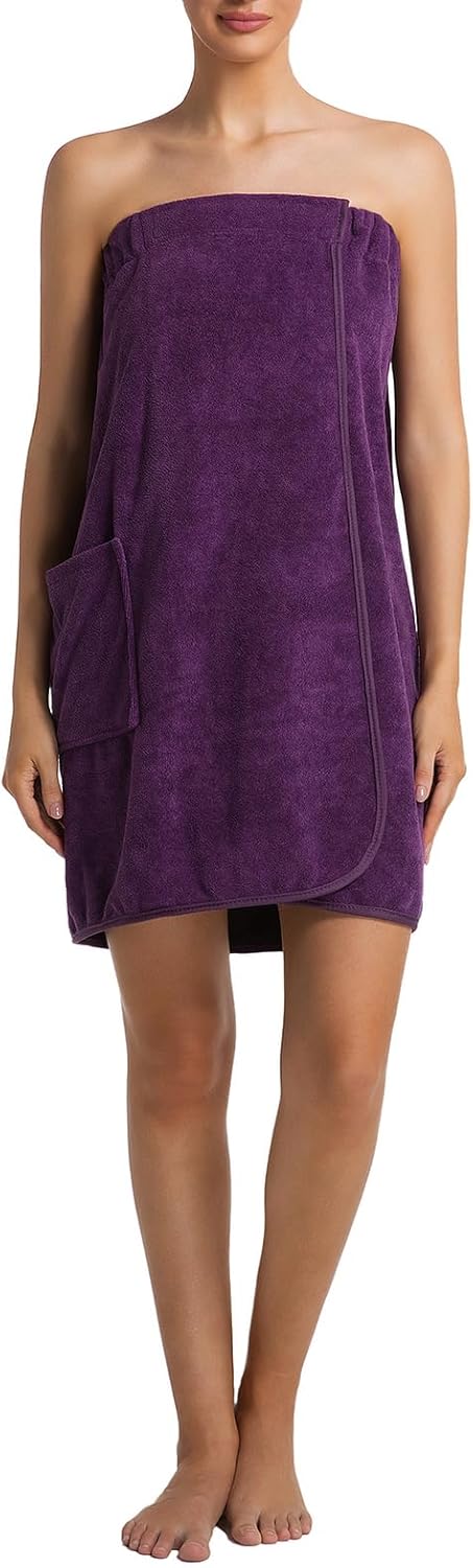 Women Shower Wrap Towel Lightweight Bath Body Spa Wrap Adjustable Closure Bathrobe - Image 5