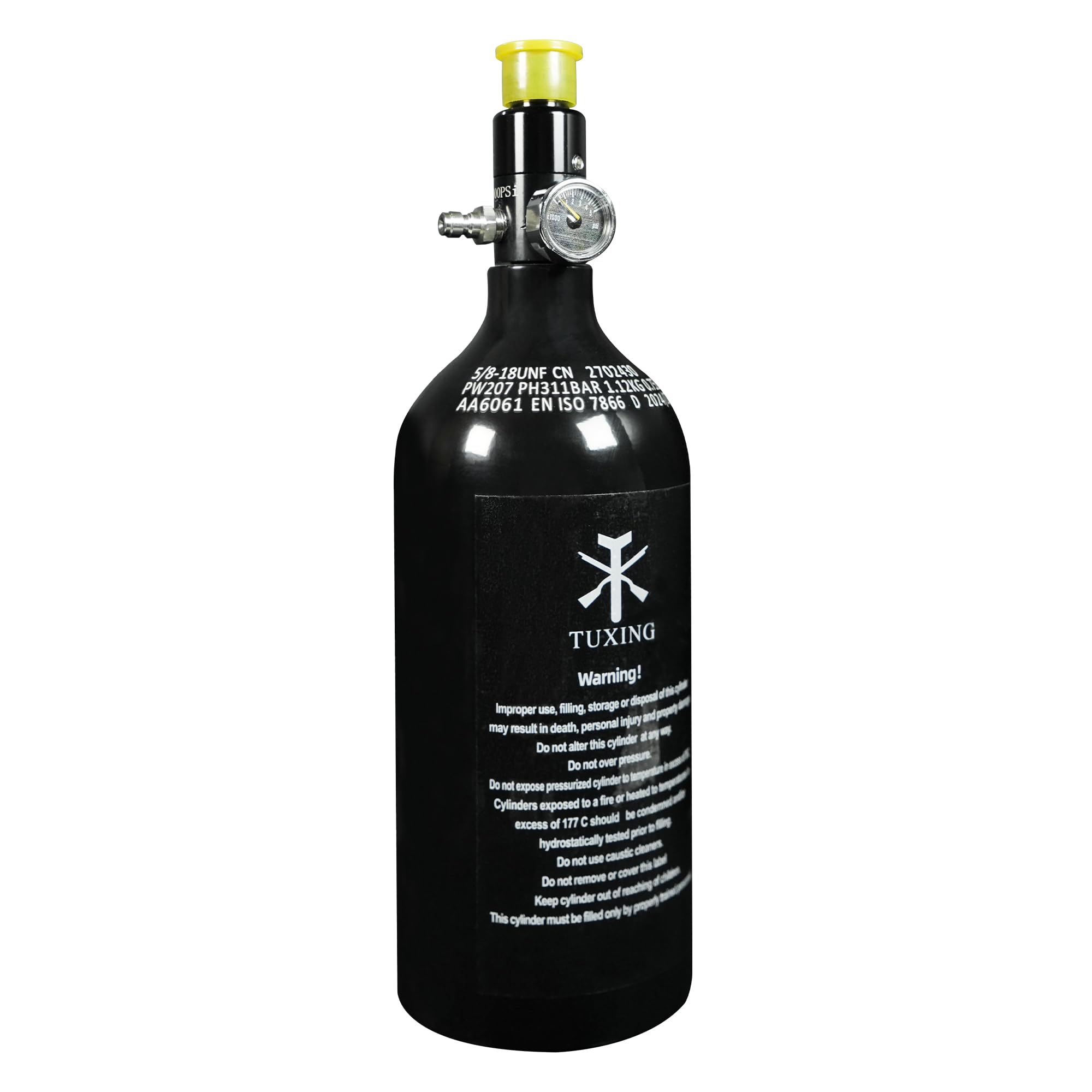 TUXING Réservoir de paintball PCP 4500 psi 0,75 L 48Ci avec régulateur de paintball, jauge de pression de sortie : 2200 psi-5/8-18UNF