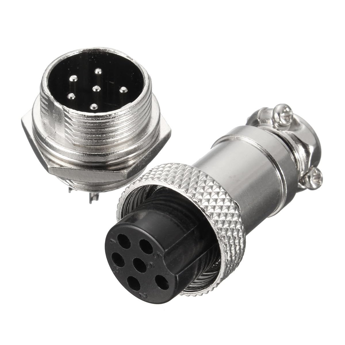 Gx12-6p Aviation Connector, Male Panel Mount and Female Plug | Metal Shell, Screw Lock, 16mm Thread, Circular Connector, Wire Solder Type-image-45