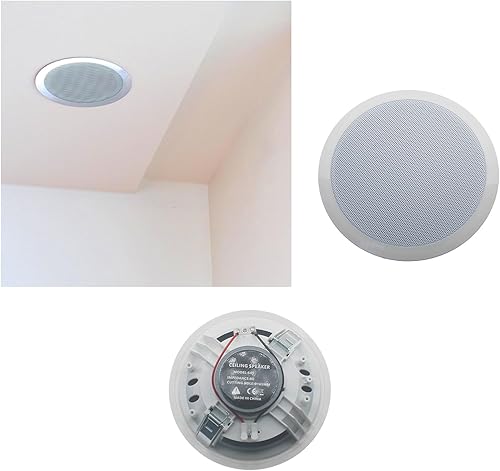 Miniatura 4 de Altavoz redondo de 2 vías en el techo de 6 "montaje empotrado pasivo altavoces con cable para baño, cocina, sala de estar, oficina (entrada de
