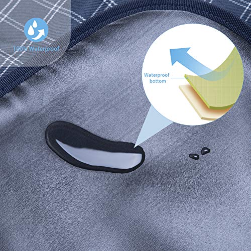 MIU COLOR Large Waterproof Outdoor Picnic Blanket, Sandproof and Waterproof Picnic Blanket Tote for Camping Hiking Grass Travelling (80'' x 60'' Navy Plaid) - Thumbnail 4