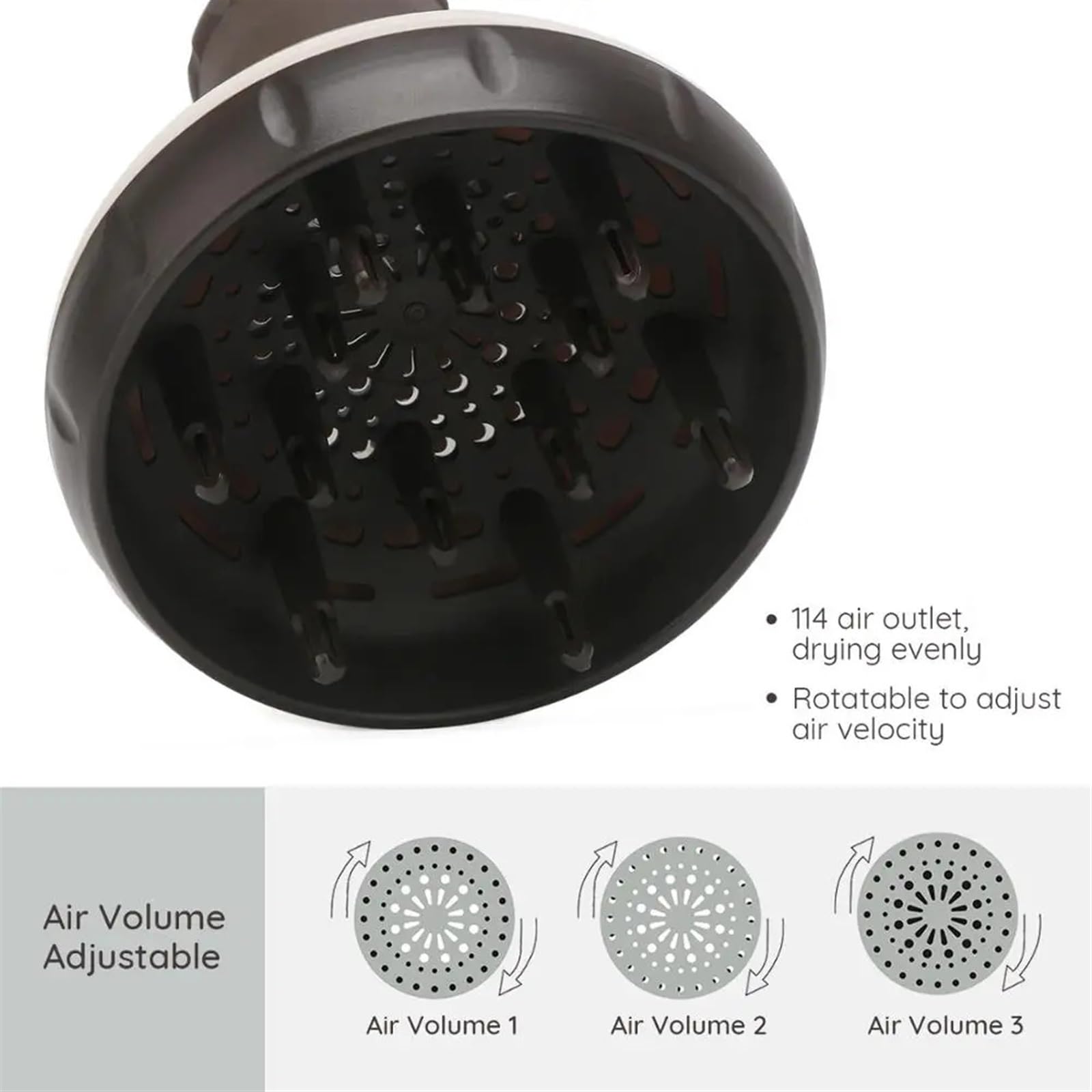 Haar Diffusor Diffuser for Hair Style Dryer Upgraded Diffuser for Curly Wavy Fitting Blow Dryer Salon Frizz-Free Diffuser(Normal Black)