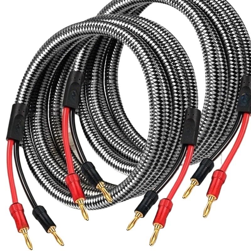 Wen ST HiFi Cable with Banana Plug for Audio Amplifier Home Theater Surround Sound System Gold Plated OFC Cable 1M 2M 300cm 5M 8M(A Pair (White),2meters)