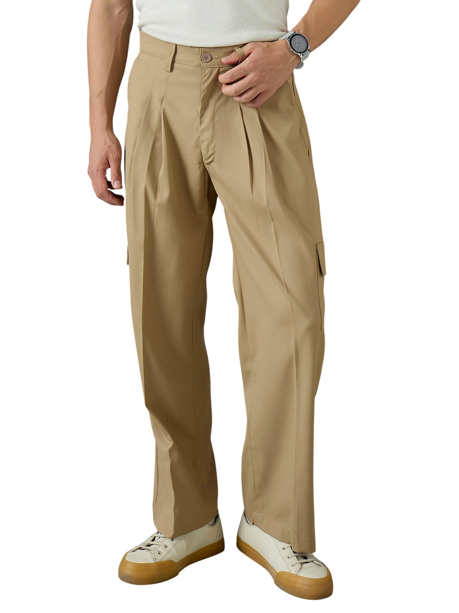 SASSAFRAS Men's Side Flap Pocket Relax Fit Korean Trouser in neutral